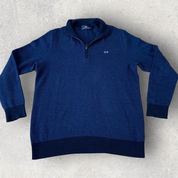 Vineyard Vines Other - Vineyard Vines 1/4 Zip Sweater Men’s Large Blue Knit Cotton Blend Casual Formal